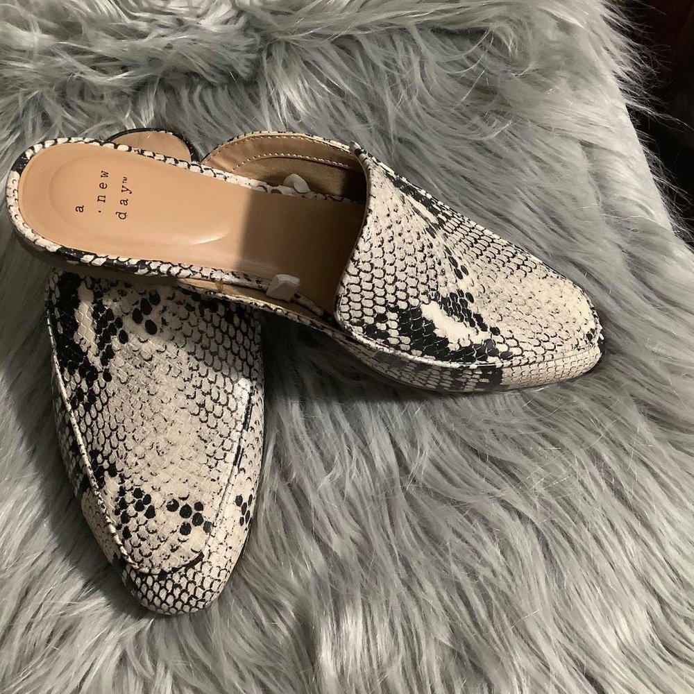 Women's Cardi Snake Print Mules - A New Day™ Gray - Picture 2 of 3